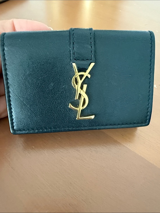 Saint Laurent Accessories - Saint Laurent Black Leather Card and Cash Holder with Gold YSL Emblem